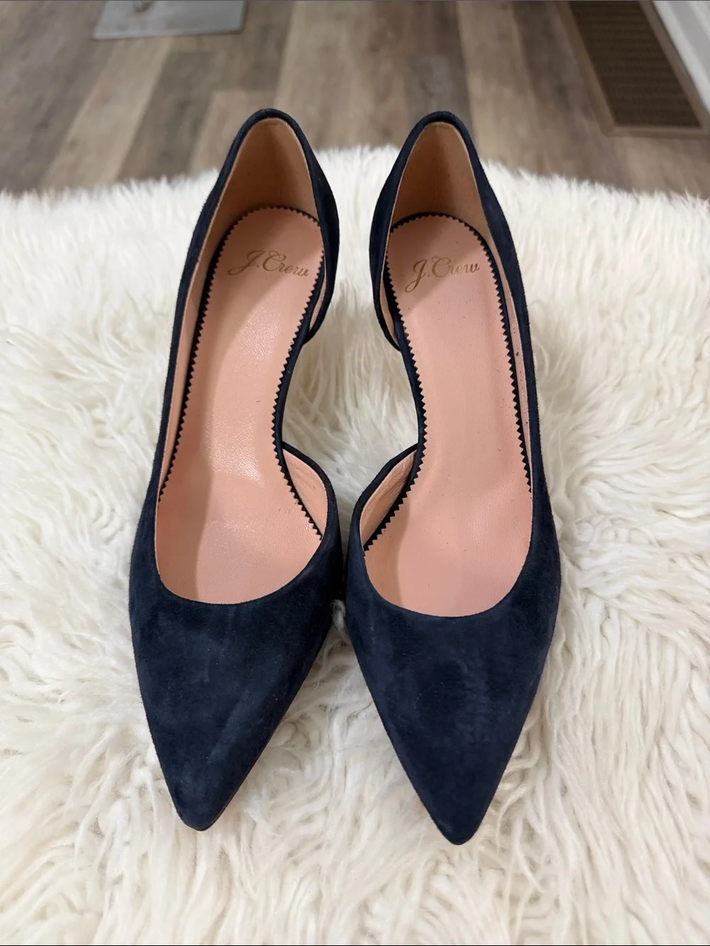 J Crew Navy Suede Shoes J. Crew Collection Navy Blue Suede Leather Runded Toe  main image 4